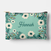 Spring Floral Accessory Pouch – White & Teal Etui (Voorkant)