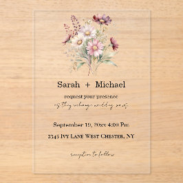 Spring Floral Acrylic Wedding Invitation Acryl Uitnodigingen