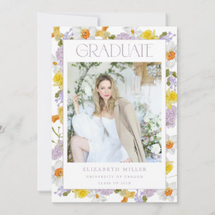 Spring Floral Afstuderen Aankondiging Kaart Uitnod