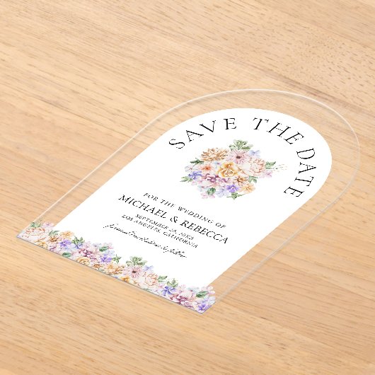 Spring Floral Arch Wedding Save the Date Acryl Uitnodigingen (Laagn)