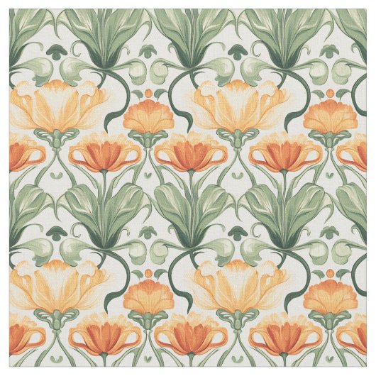 Spring Floral Art Nouveau Stof (Close Up)