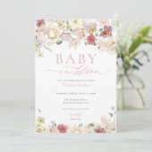 Spring Floral Baby in Bloom Baby shower Uitnodigin Kaart (Staand voorkant)