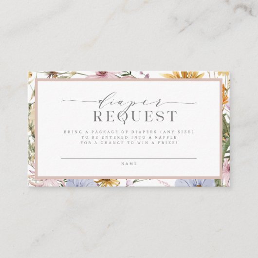 Spring Floral Baby in Bloom Diaper Raffle | Informatiekaartje (Voorkant)