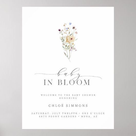 Spring Floral Baby in het Baby shower Bloom | Poster (Voorkant)