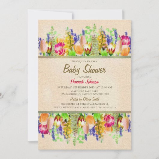 Spring Floral Baby shower Kaart (Voorkant)
