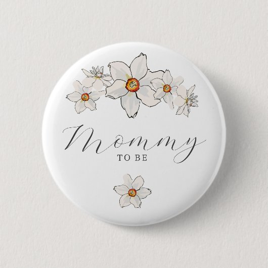 Spring Floral Baby Shower Pin Mommy to be Button (Voorkant)