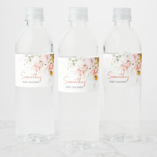 Spring Floral Bloom Baby shower Waterfles Etiket (Flessen)