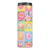 Spring Floral Blossoms Heart Checkerboard Pattern Thermosbeker (Achterkant)
