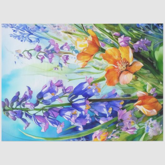 Spring Floral Bluebells Tissue Paper Tissuepapier (Voorkant)