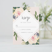 Spring Floral Blush | Kaart RSVP-weddenschap (Staand voorkant)