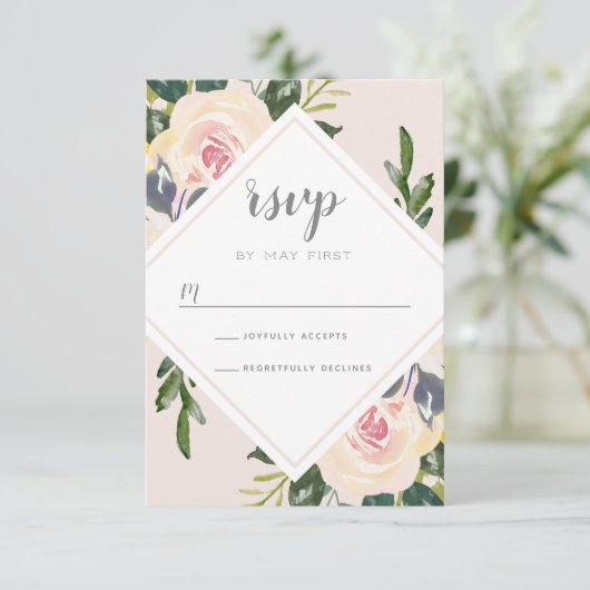 Spring Floral Blush | Kaart RSVP-weddenschap (Staand voorkant)