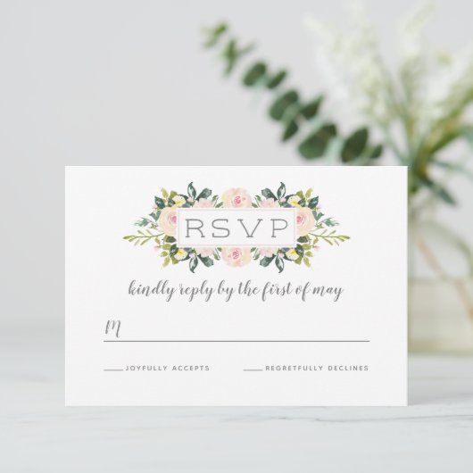 Spring Floral Blush | Kaart RSVP-weddenschap (Staand voorkant)