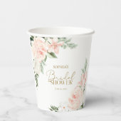 Spring Floral Blush Pink Sage Green Vrijgezellenfe Papieren Bekers (Achterkant)