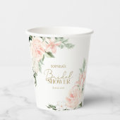 Spring Floral Blush Pink Sage Green Vrijgezellenfe Papieren Bekers (Voorkant)