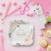 Spring Floral Blush Pink Sage Green Vrijgezellenfe Papieren Bordje (Feest)