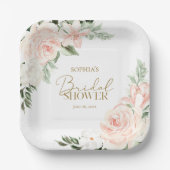 Spring Floral Blush Pink Sage Green Vrijgezellenfe Papieren Bordje (Voorkant)