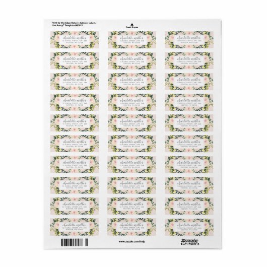 Spring Floral Blush retour adres label (Full Sheet)