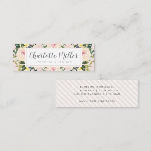 Spring Floral Blush Waterverf Visitekaartje (Voorkant / Achterkant)