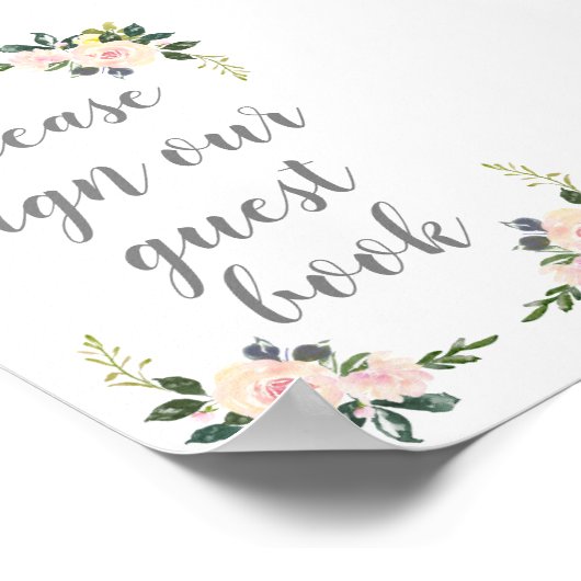 Spring Floral Blush Weddenschap Ons Guestbook Poster (Hoek)