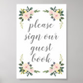 Spring Floral Blush Weddenschap Ons Guestbook Poster (Voorkant)