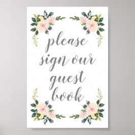 Spring Floral Blush Weddenschap Ons Guestbook Poster