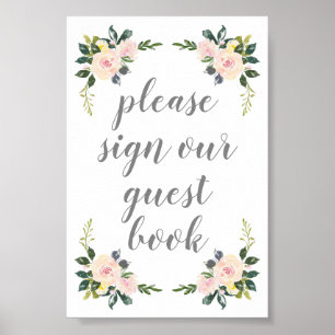 Spring Floral Blush Weddenschap Ons Guestbook Poster