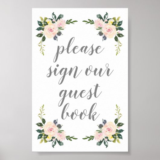 Spring Floral Blush Weddenschap Ons Guestbook Poster (Voorkant)