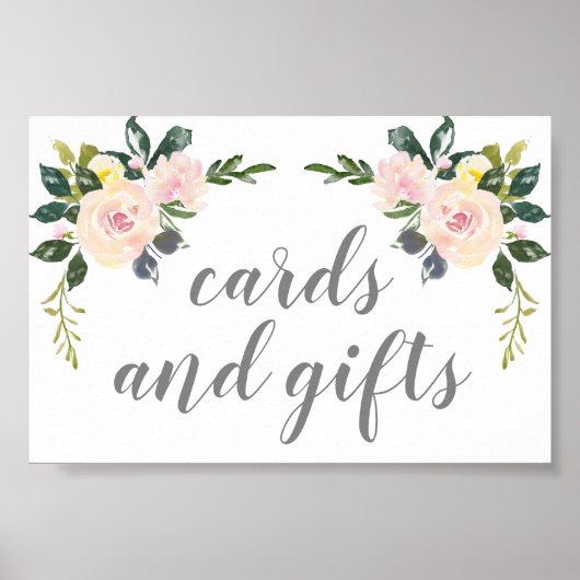 Spring Floral Blush Wedding Cards and Gifts Sign Poster (Voorkant)