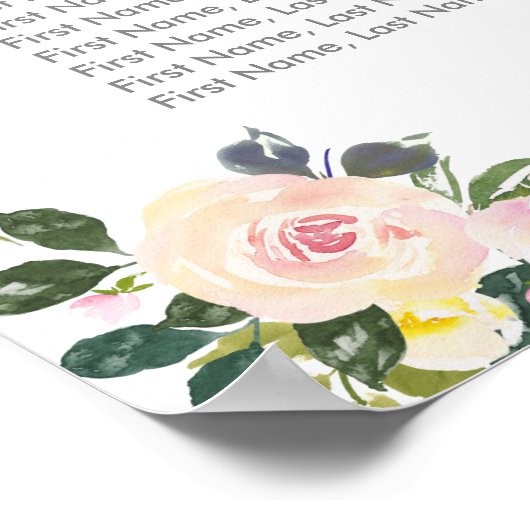 Spring Floral Blush Wedding Seating Chart Poster (Hoek)