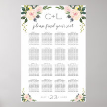 Spring Floral Blush Wedding Seating Chart