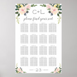 Spring Floral Blush Wedding Seating Chart Poster