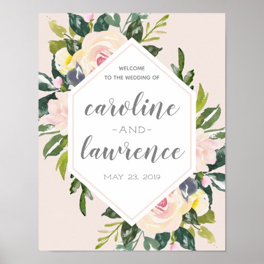 Spring Floral Blush | Welkomstteken voor bruiloft Poster (Voorkant)