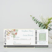Spring Floral Boarding Pass Wedding Invitation Save The Date (Staand voorkant)
