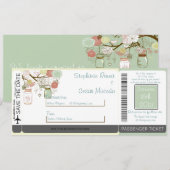 Spring Floral Boarding Pass Wedding Invitation Save The Date (Voorkant / Achterkant)