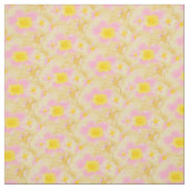 Spring Floral Bold Yellow en roze Stof (Swatch)