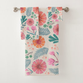 Spring Floral Botanical Pattern Colorful Towel set Bad Handdoek