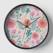 Spring Floral Botanical Pattern Wall klok (Voorkant)