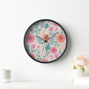 Spring Floral Botanical Pattern Wall klok