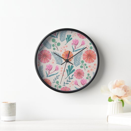 Spring Floral Botanical Pattern Wall klok (Huis)