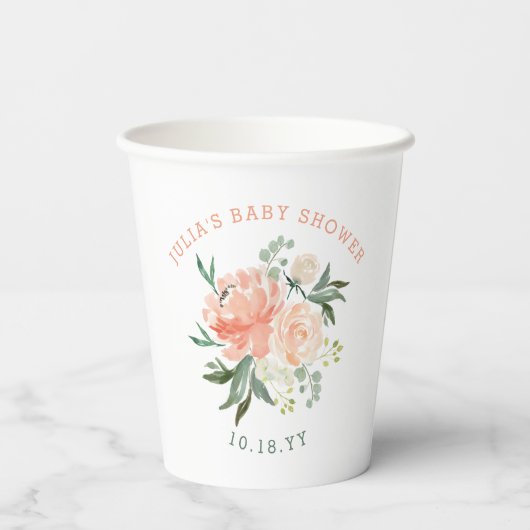 Spring Floral Bouquet Baby Vrijgezellenfeest Papieren Bekers (Achterkant)