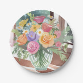 Spring Floral Bouquet | Bloemenvaas Waterverf Papieren Bordje (Voorkant)