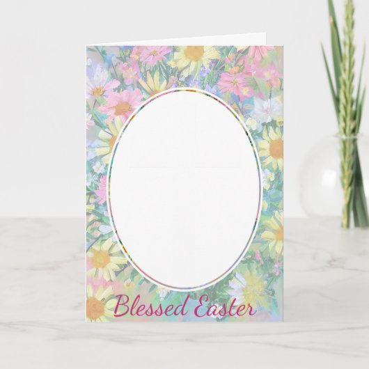 Spring floral bouquet en cross-custom Pasen Feestdagen Kaart (Voorkant)