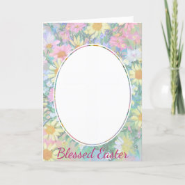 Spring floral bouquet en cross-custom Pasen Feestdagen Kaart