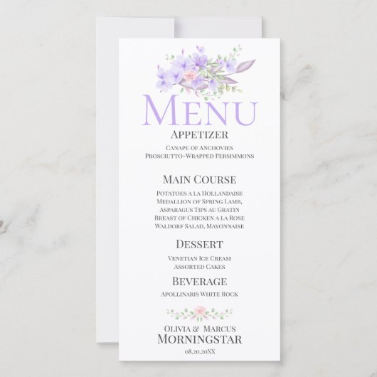 Spring Floral Bouquet Wedding Menu (Voorkant)