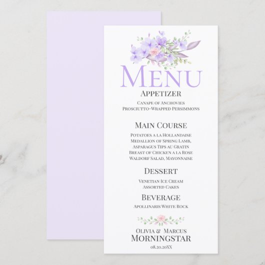 Spring Floral Bouquet Wedding Menu (Voorkant / Achterkant)