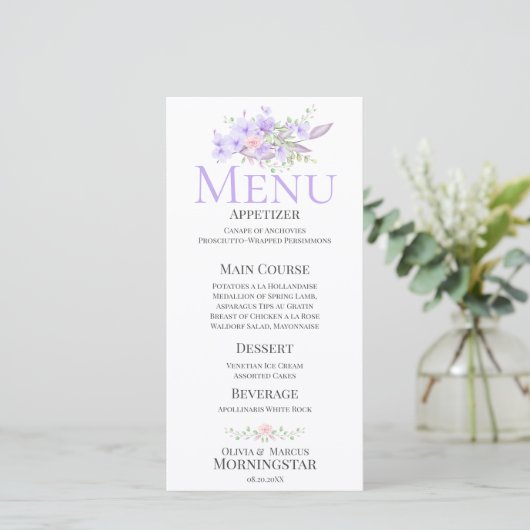 Spring Floral Bouquet Wedding Menu (Staand voorkant)