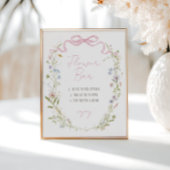 Spring Floral Bow Wreath Flower Bar Poster