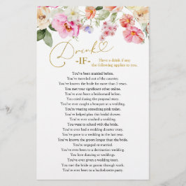 Spring Floral Bridal Shower Drink If Game Cards