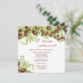 Spring Floral Bridal Shower Invitation Bourgundy Kaart (Staand voorkant)
