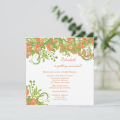 Spring Floral Bridal Shower Invitation Coral Roos Kaart (Staand voorkant)
